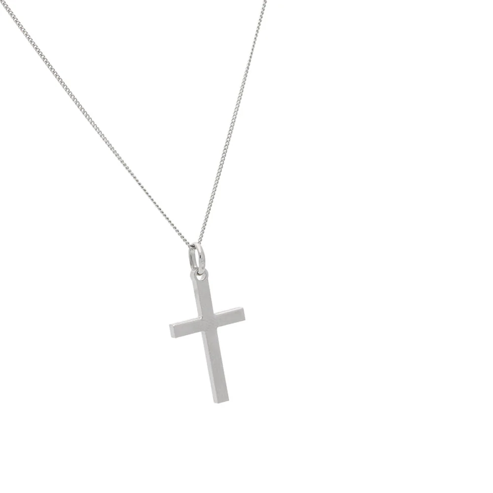 Sterling Silver Classic Cross and Chain Pendant - Image 4