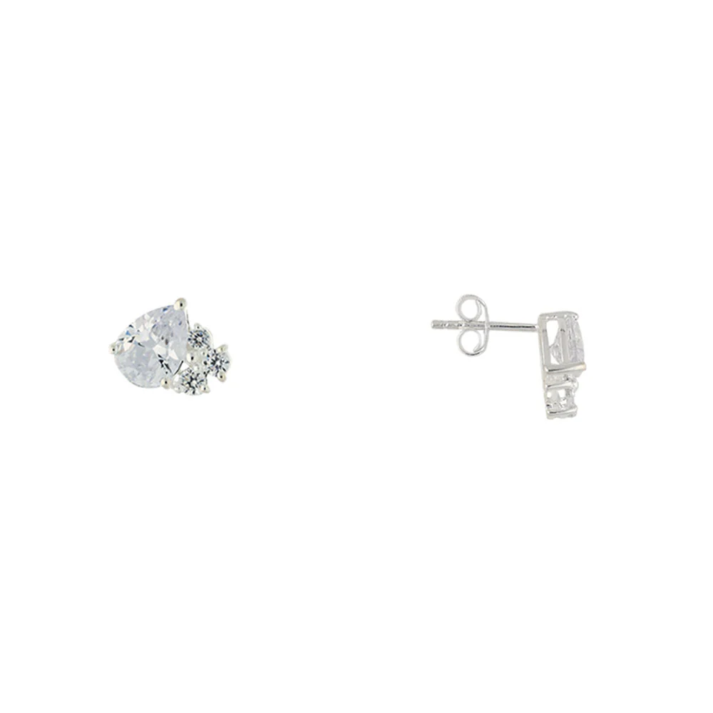 Sterling Silver Cubic Zirconia Cluster Earrings - Image 2