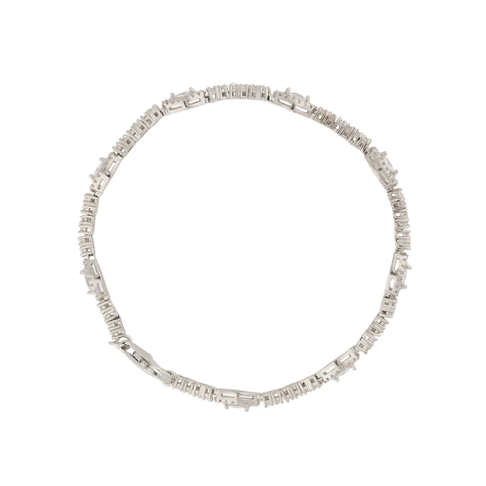 Sterling Silver Cubic Zirconia Marquise Tennis Bracelet - Image 3