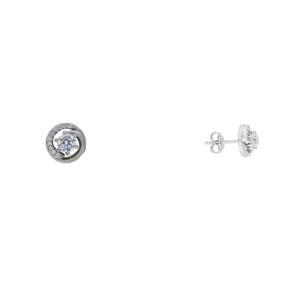 Sterling Silver CZ Swirl Stud Earring - Image 2