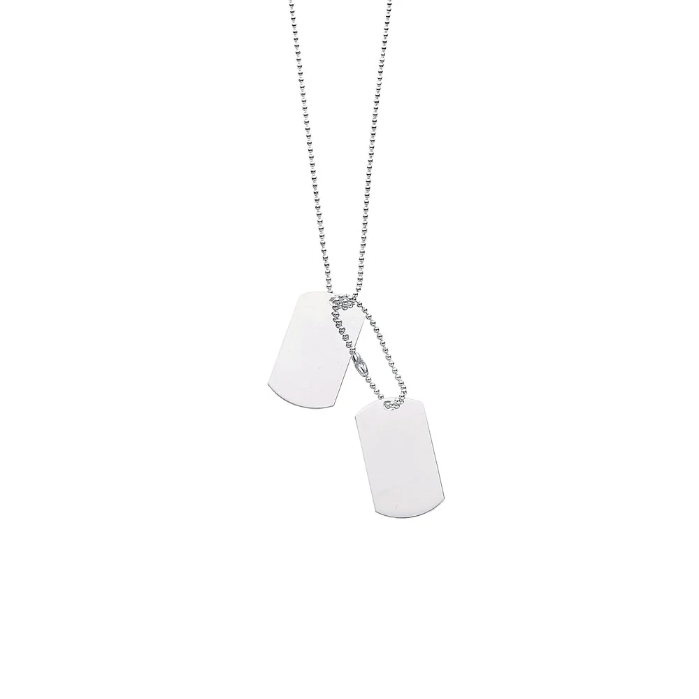Sterling Silver Double Dog Tag Men's 24" Necklace