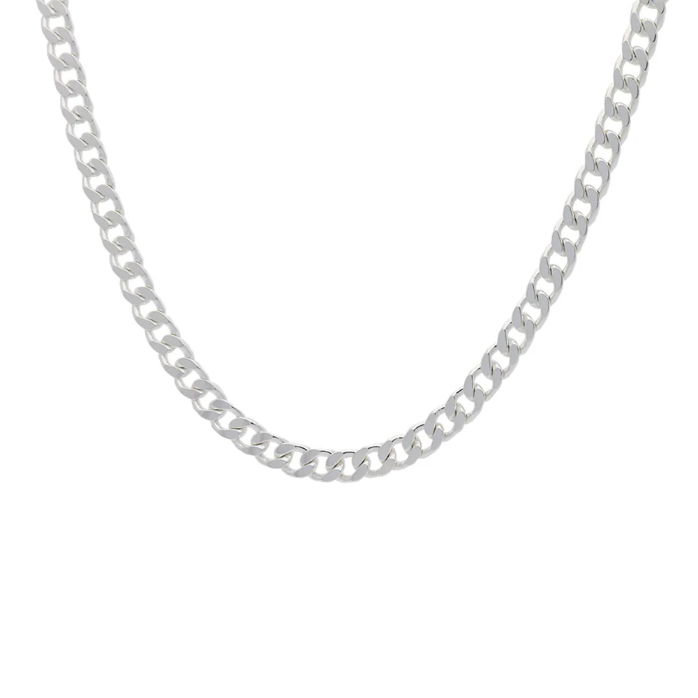Sterling Silver Flat Curb 20" Men's Chain
