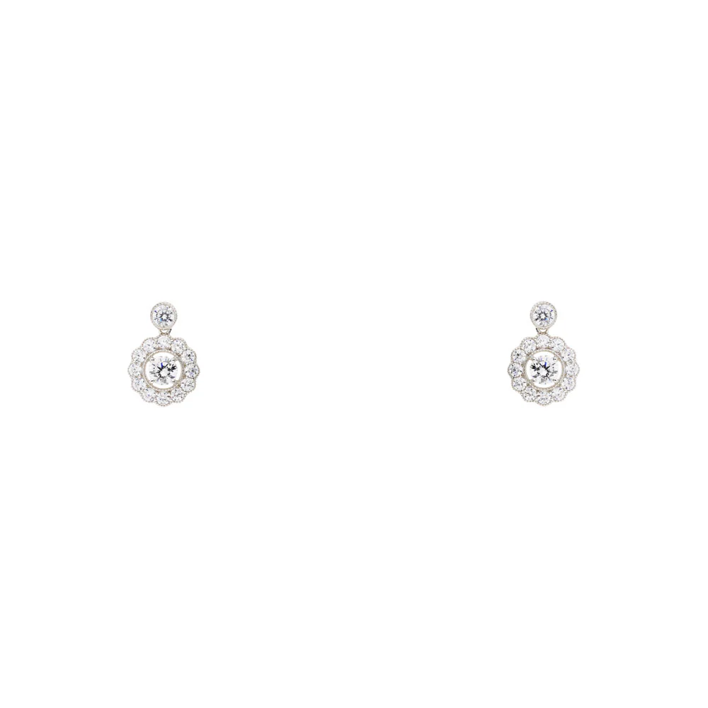 Sterling Silver Flower Drop Earrings