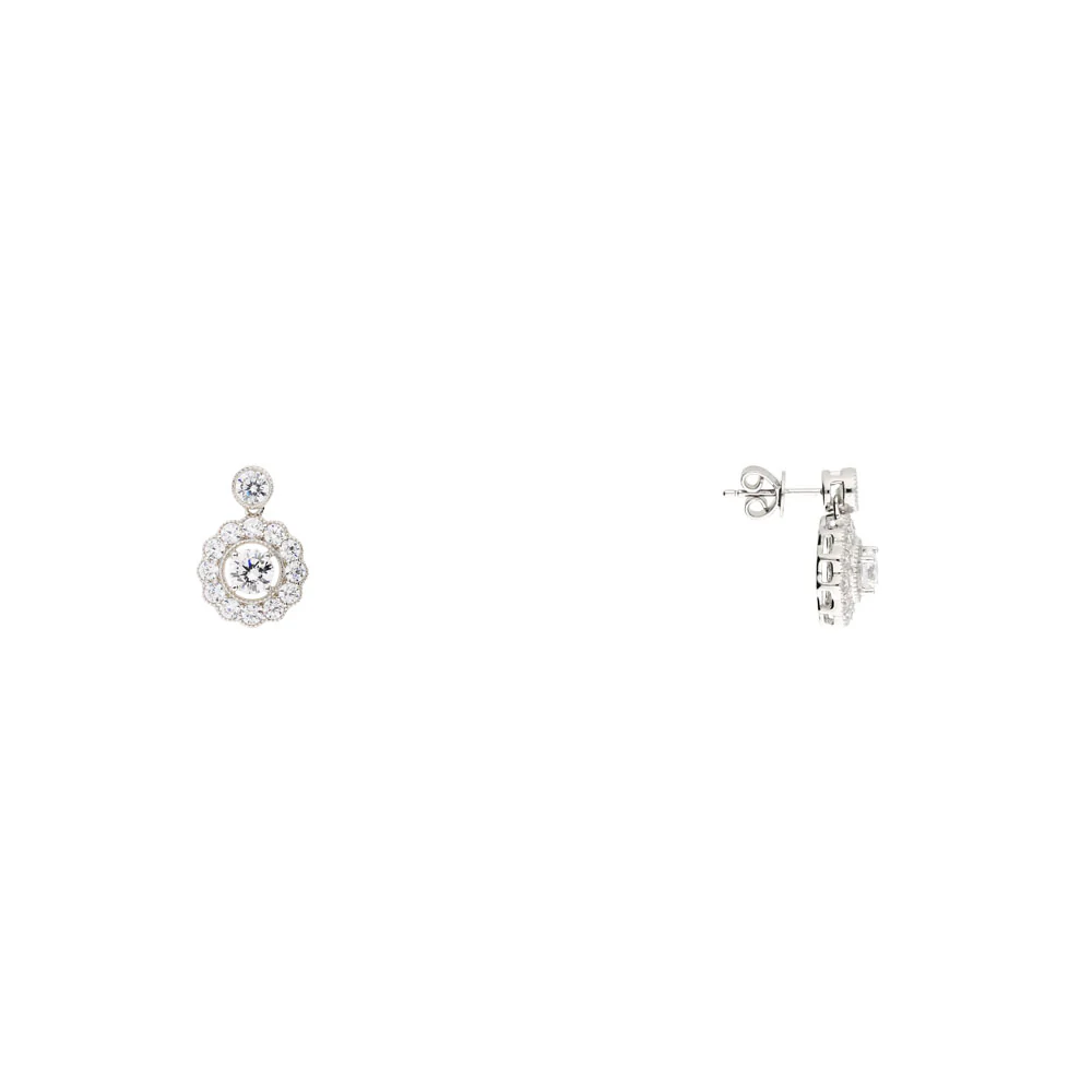Sterling Silver Flower Drop Earrings - Image 2
