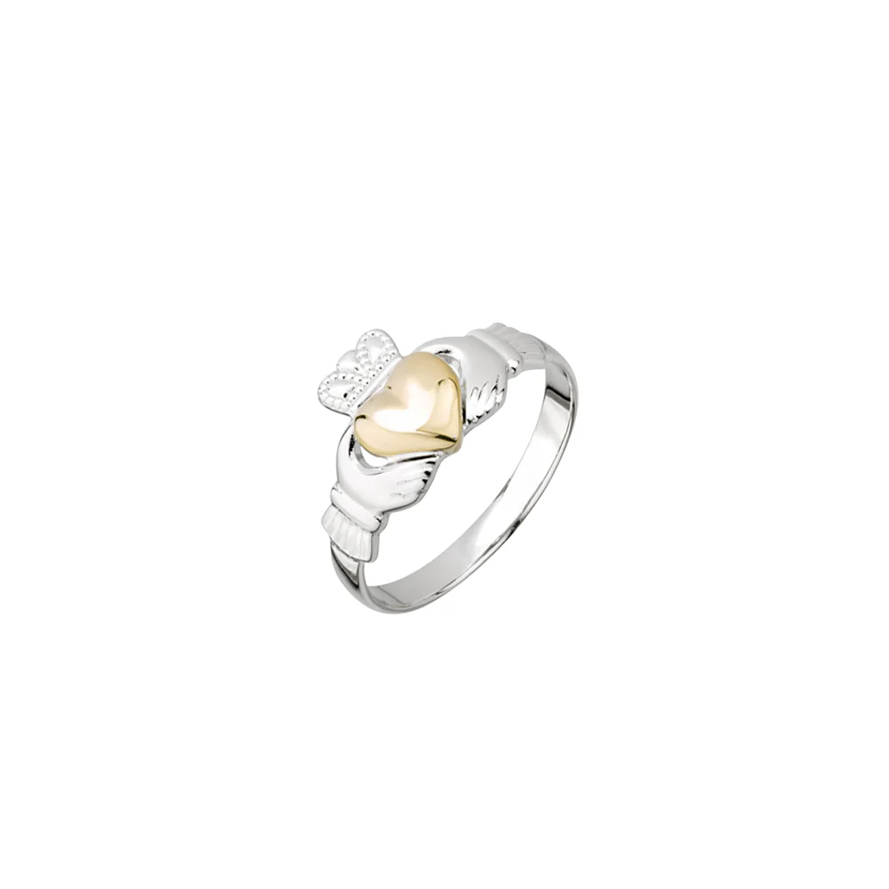 Two Tone Sterling Silver Gold Claddagh Ring