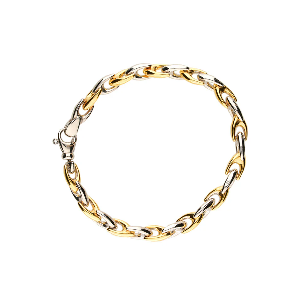 Sterling Silver Gold Plated Alternating V Link Bracelet