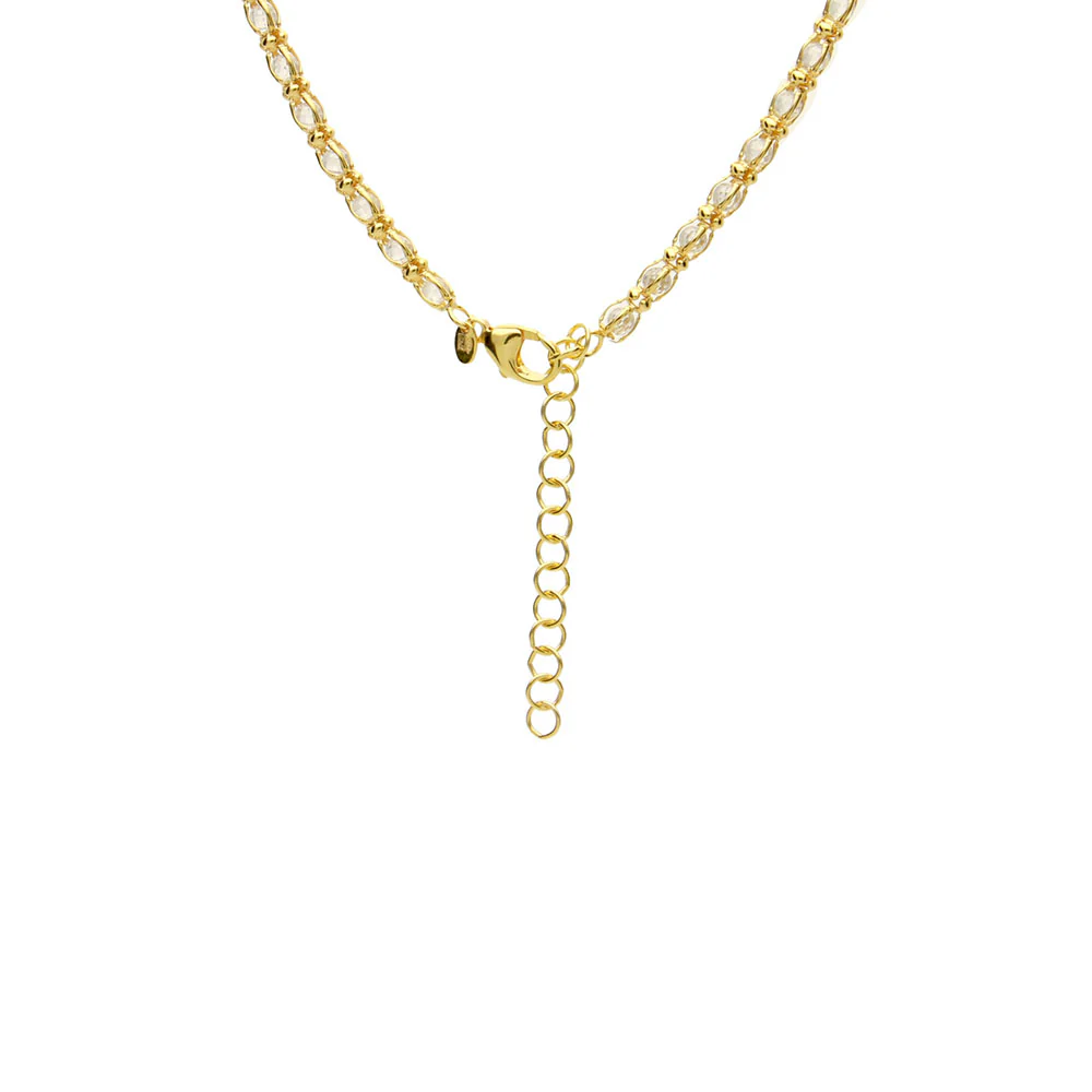 Sterling Silver Gold Plated Caged Cubic Zirconia Necklace - Image 2