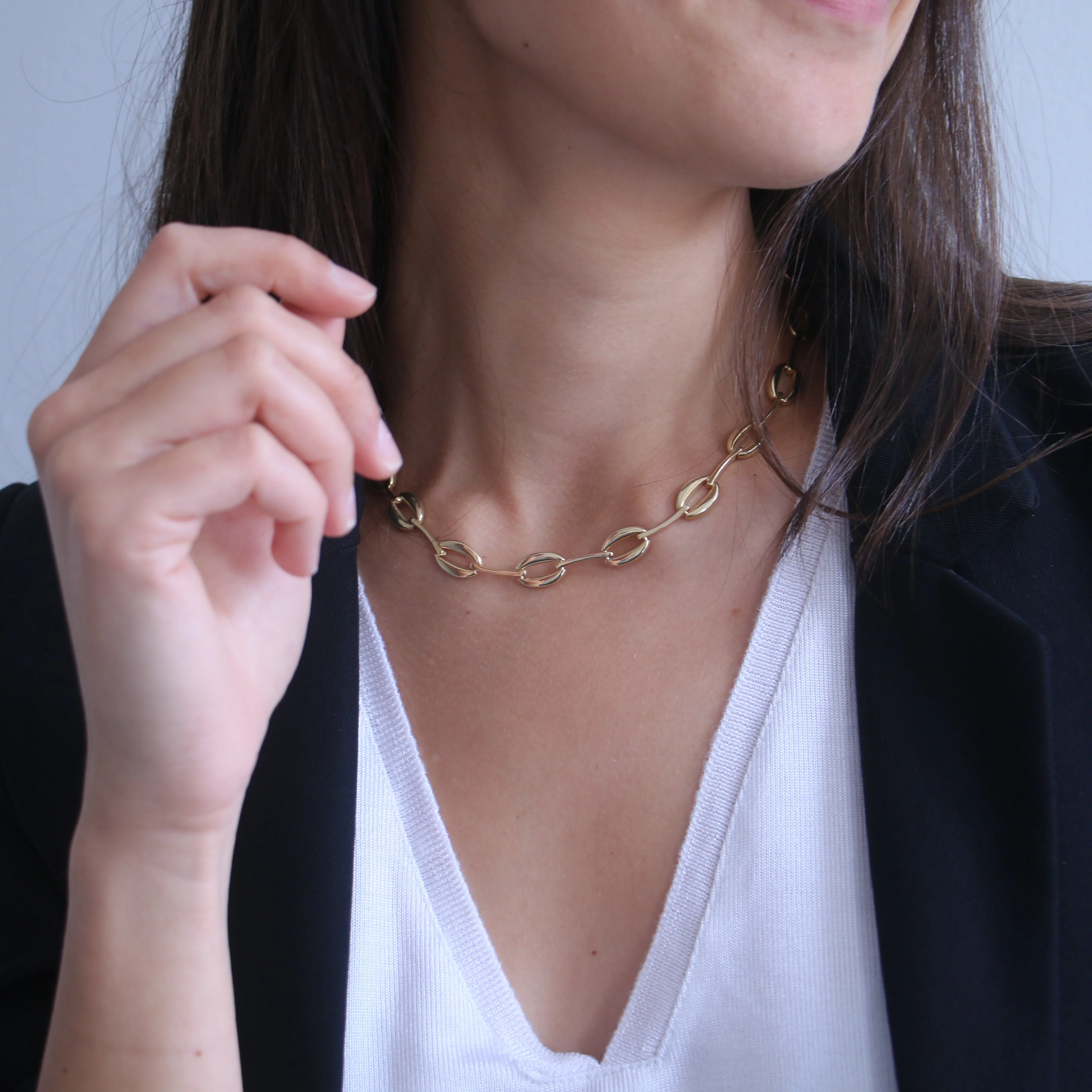 Sterling Silver Gold Plated Coffee Bean Oval Chain - Image 3