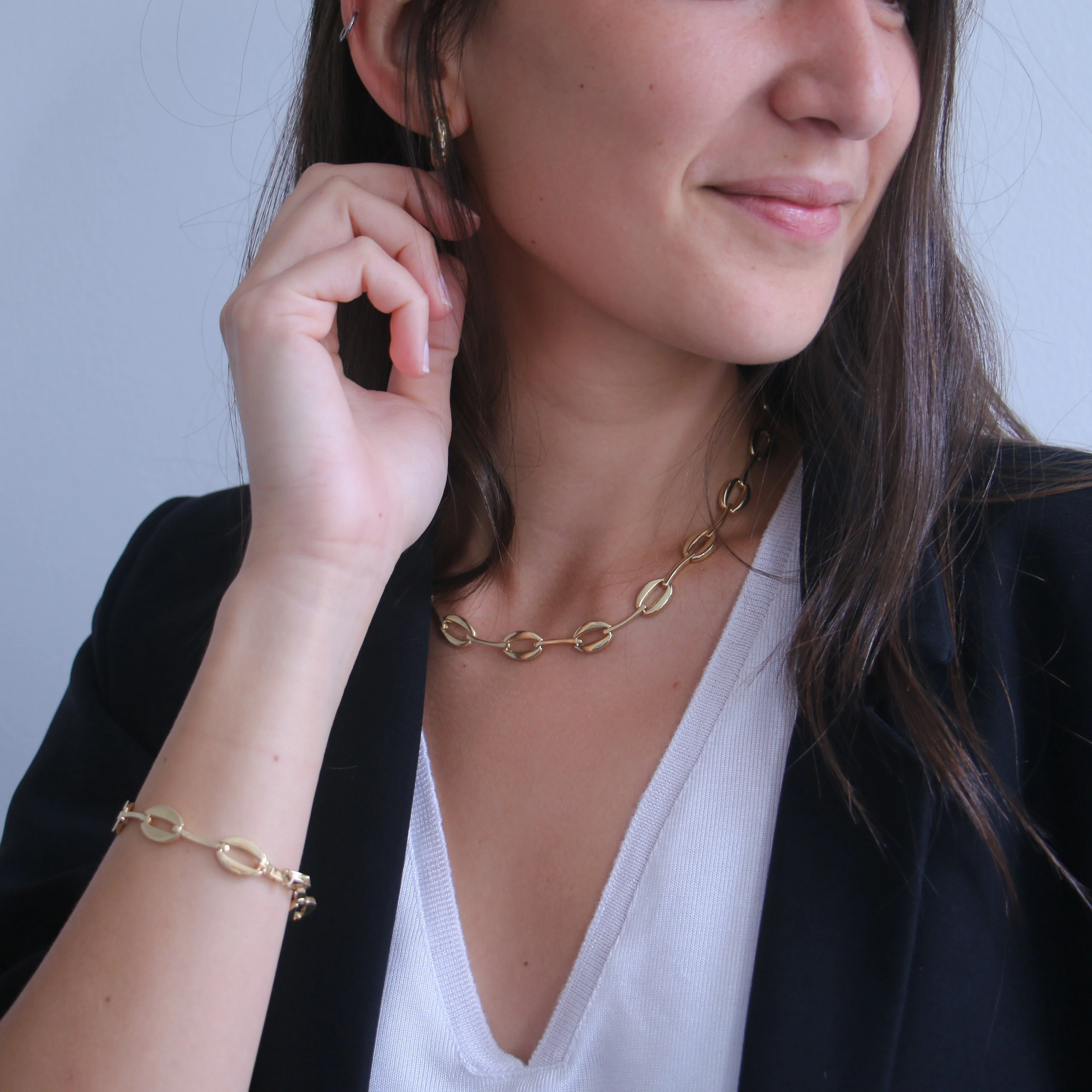 Sterling Silver Gold Plated Coffee Bean Oval Chain - Image 4
