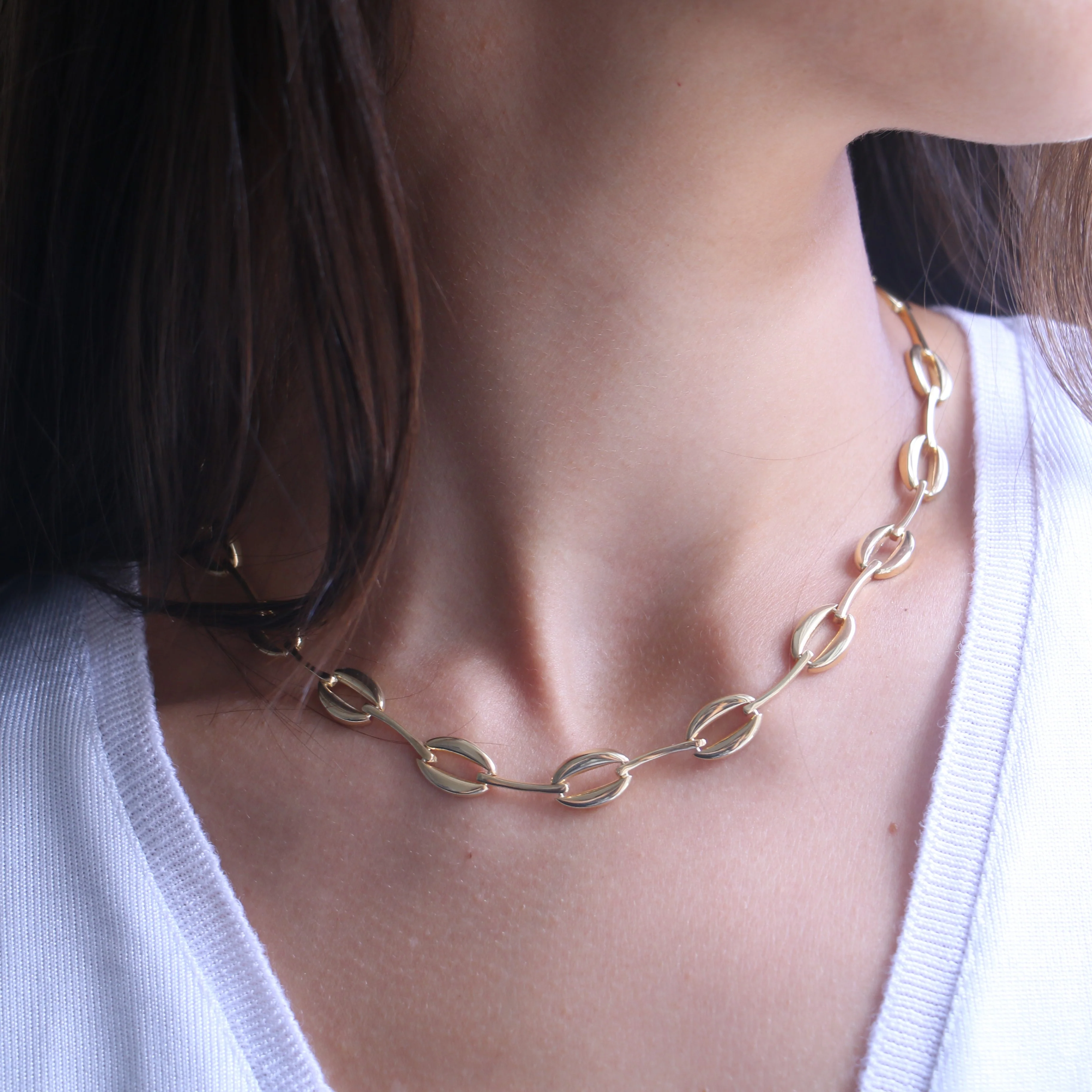 Sterling Silver Gold Plated Coffee Bean Oval Chain - Image 5