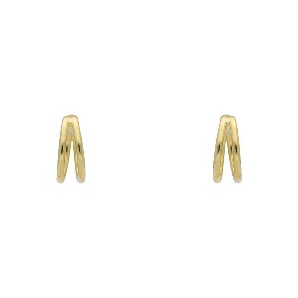 Sterling Silver Gold Plated Double Split Hoop Earrings - Image 2