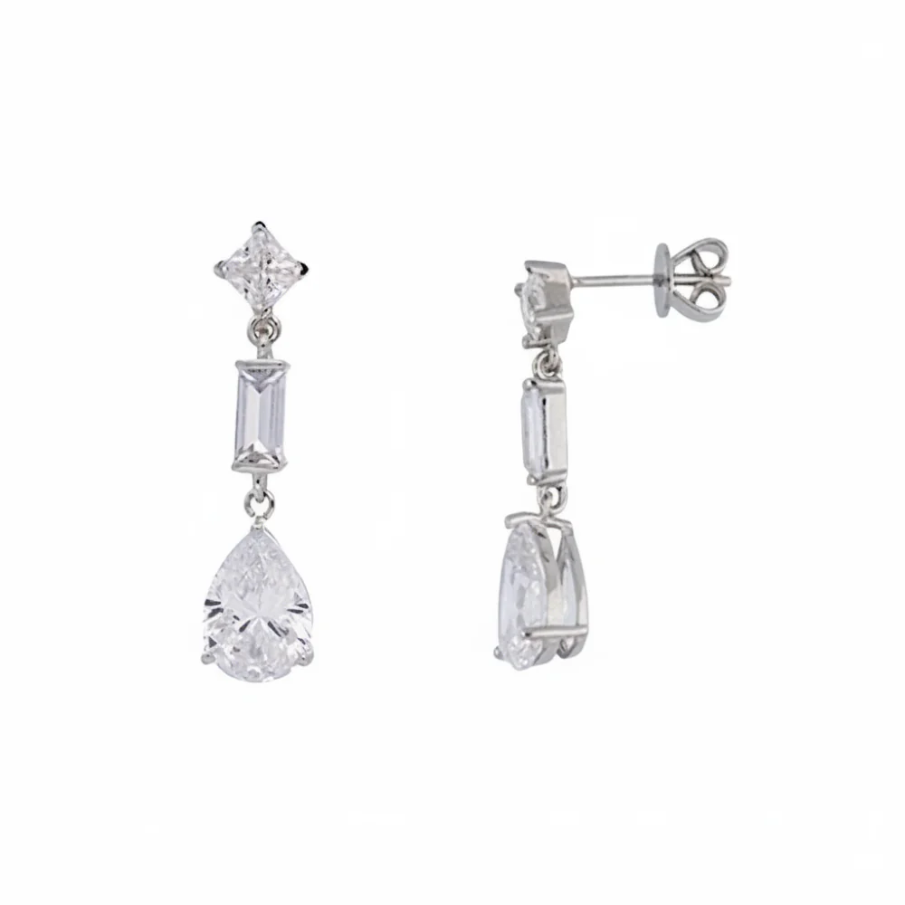 Sterling Silver Mix Shape Drop Earrings - Image 2