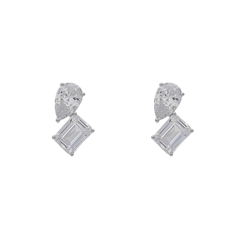 Sterling Silver Moi at Toi Cubic Zirconia Stud Earring