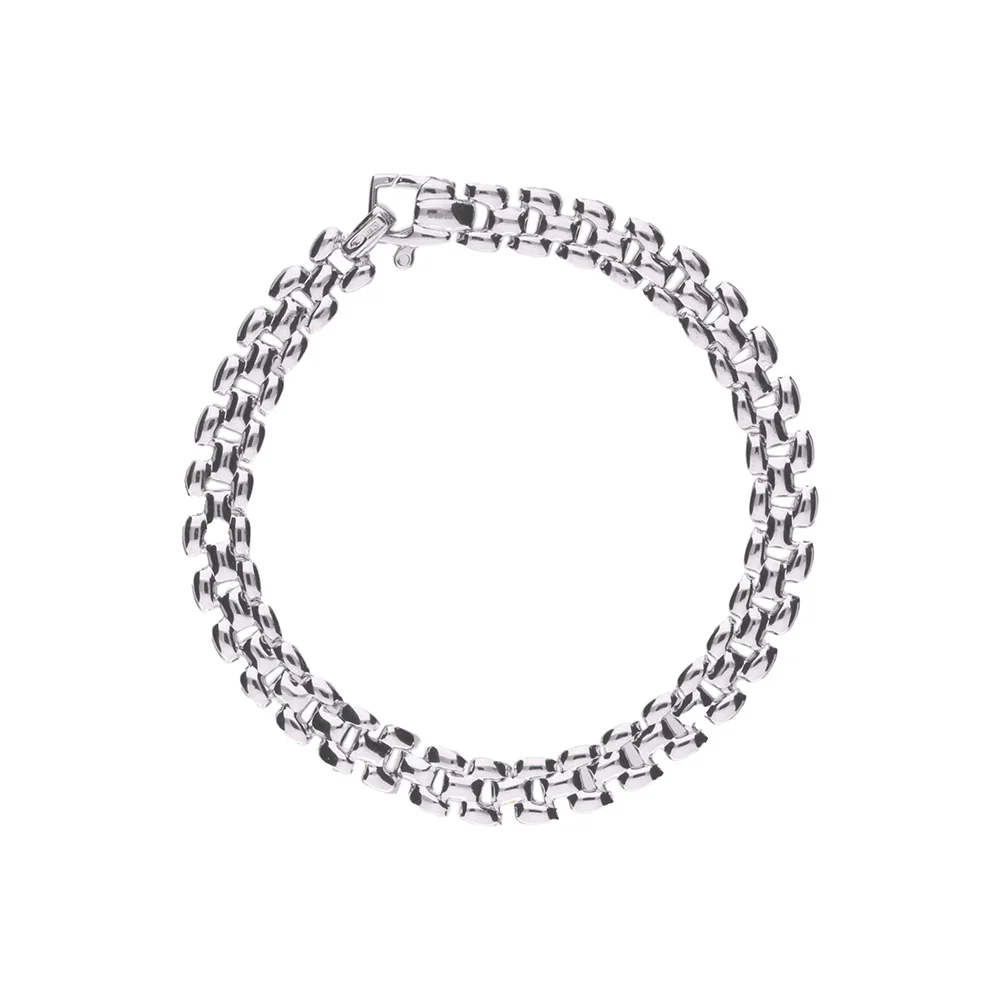 Sterling Silver Narrow Brick Link Bracelet