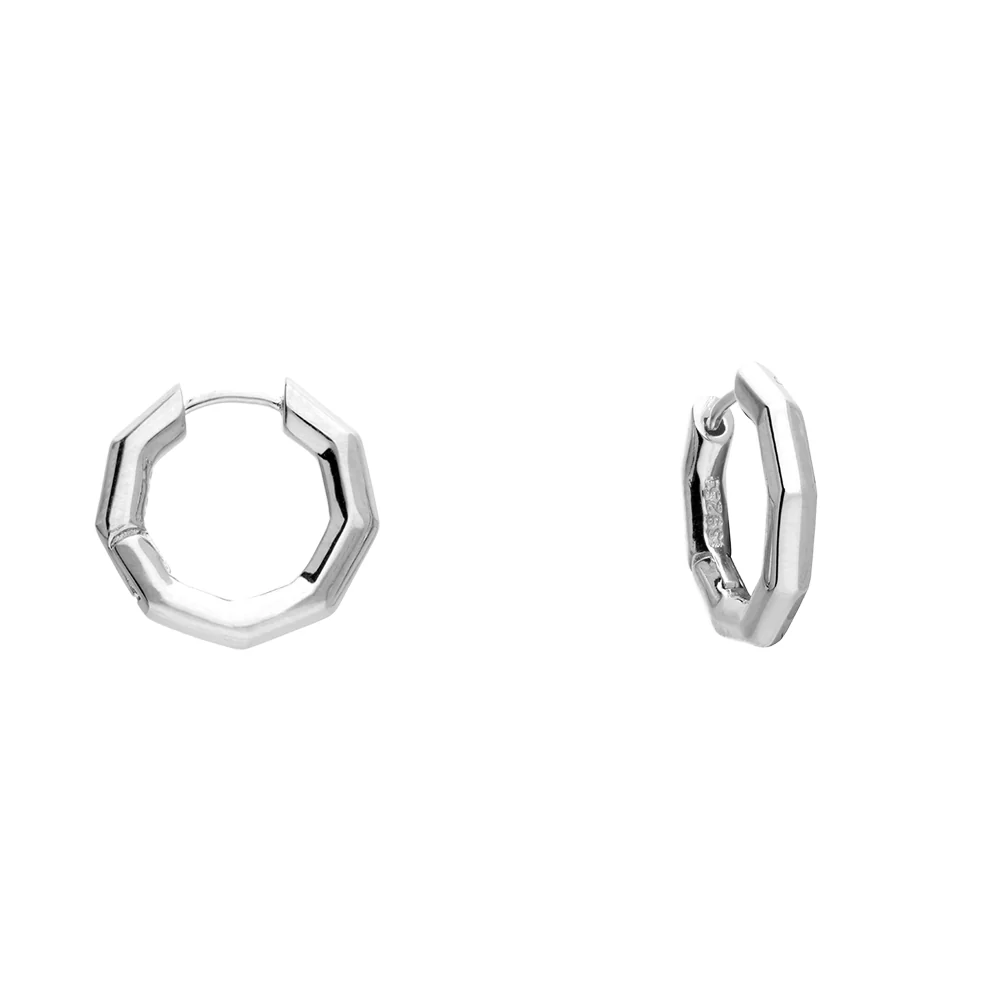 Sterling Silver Polished Bamboo Hoop Earrings - Image 2