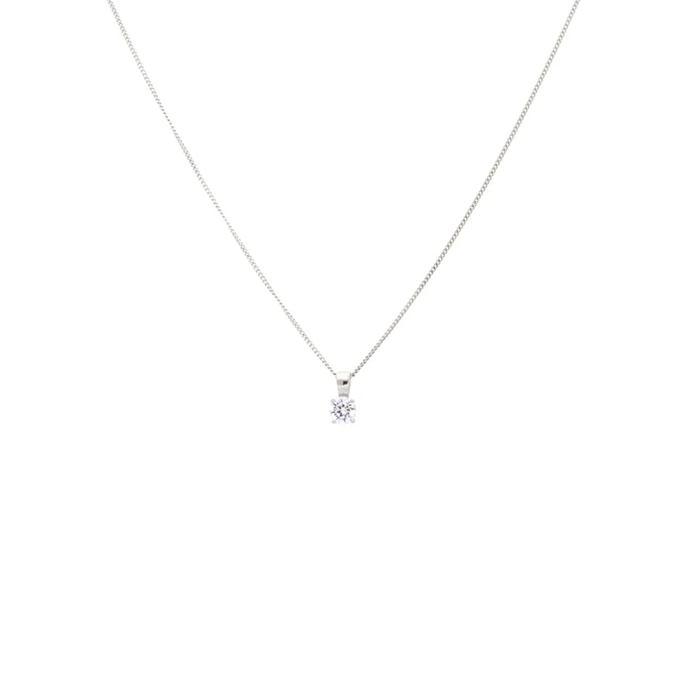 Sterling Silver Small Solitaire CZ Pendant