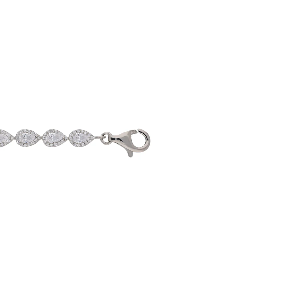 Sterling Silver Teardrop Cubic Zirconia Bracelet - Image 2