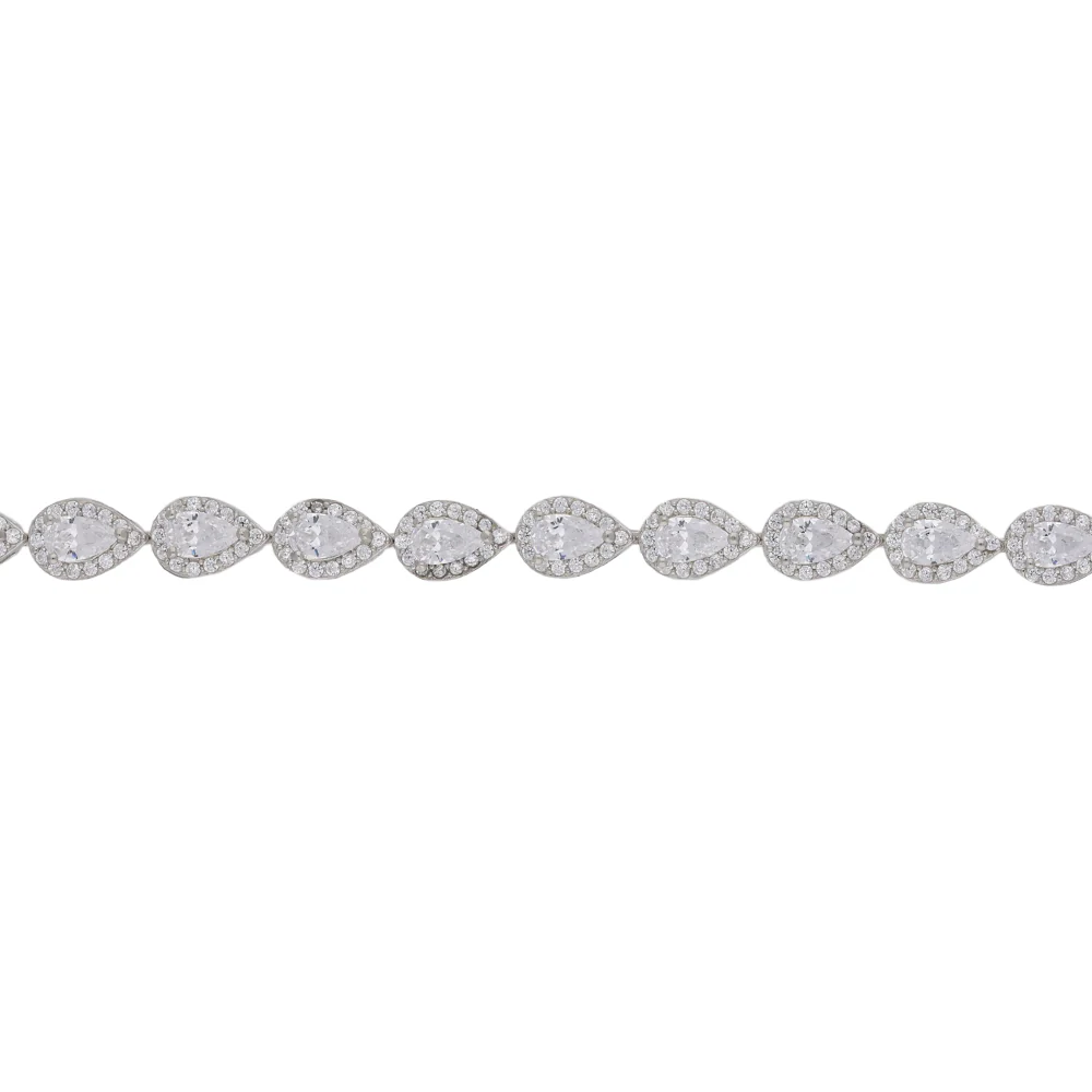 Sterling Silver Teardrop Cubic Zirconia Bracelet - Image 3