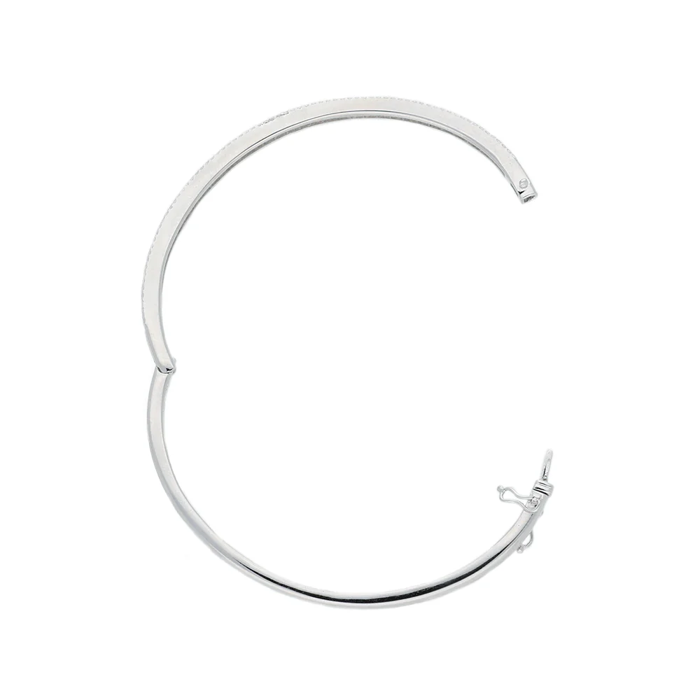Sterling Silver Three Row Cubic Zirconia Bangle - Image 2