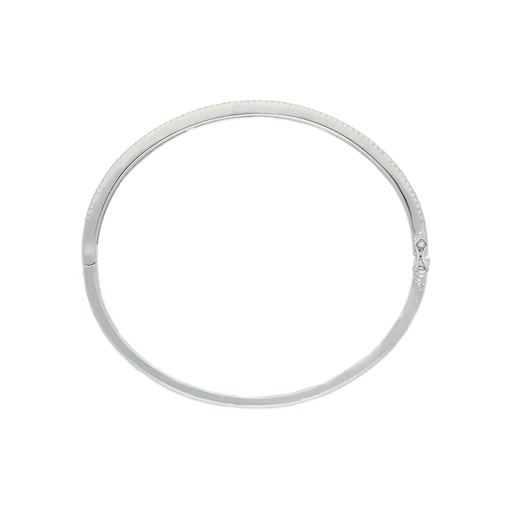 Sterling Silver Three Row Cubic Zirconia Bangle - Image 3