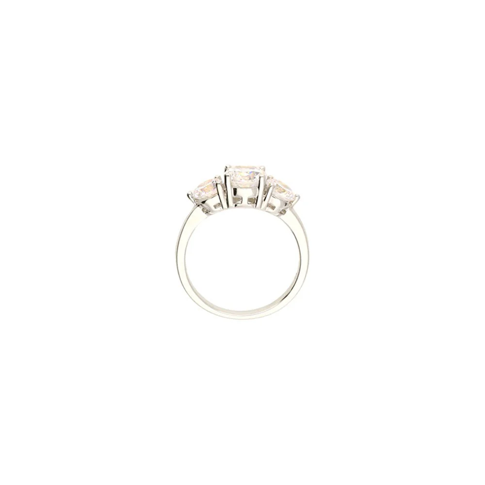 Sterling Silver Trilogy Cubic Zirconia Dress Ring - Image 2