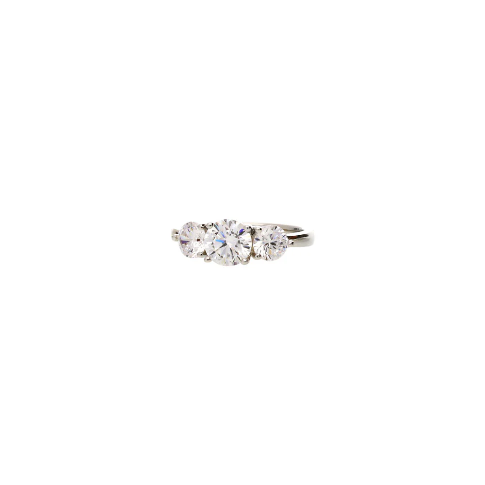 Sterling Silver Trilogy Cubic Zirconia Dress Ring - Image 3
