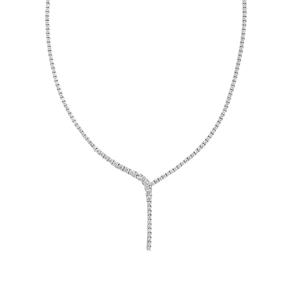 Sterling Silver Zirconia Tennis Drop Necklace