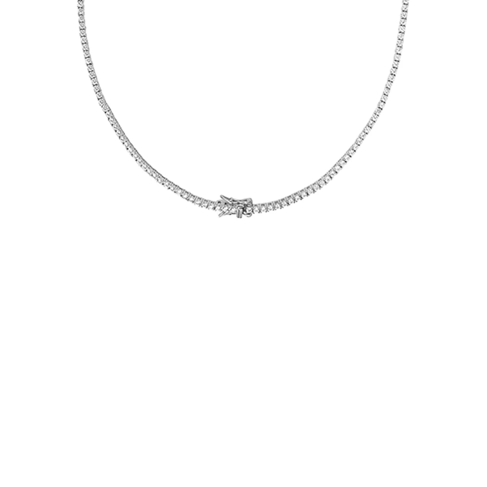 Sterling Silver Zirconia Tennis Drop Necklace - Image 3