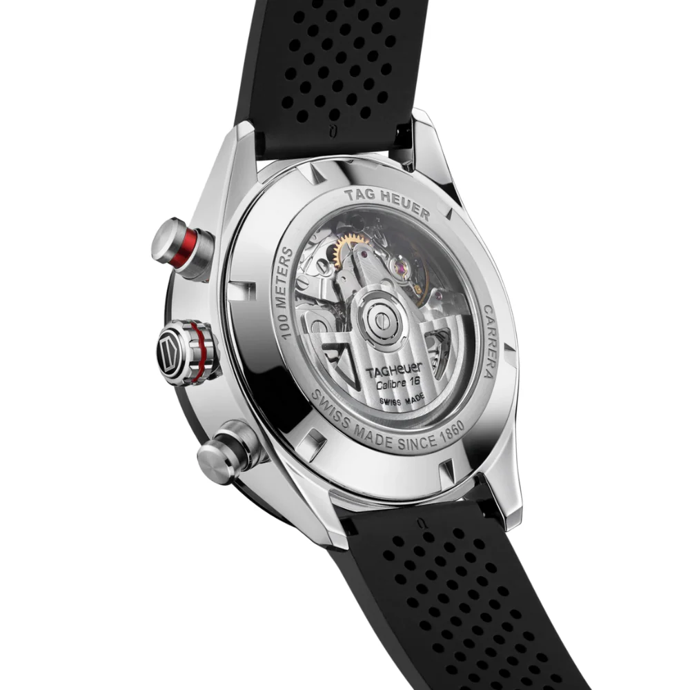 TAG Heuer Carrera Automatic Chronograph Black Rubber Watch - Image 2