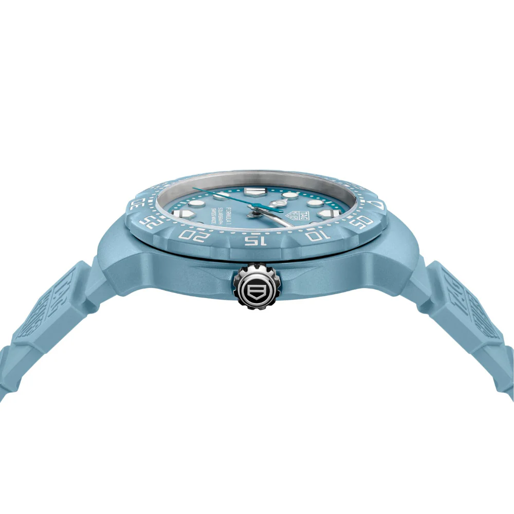 TAG Heuer Pastel Blue Rubber Strap Formula 1 Solograph 38mm - Image 2