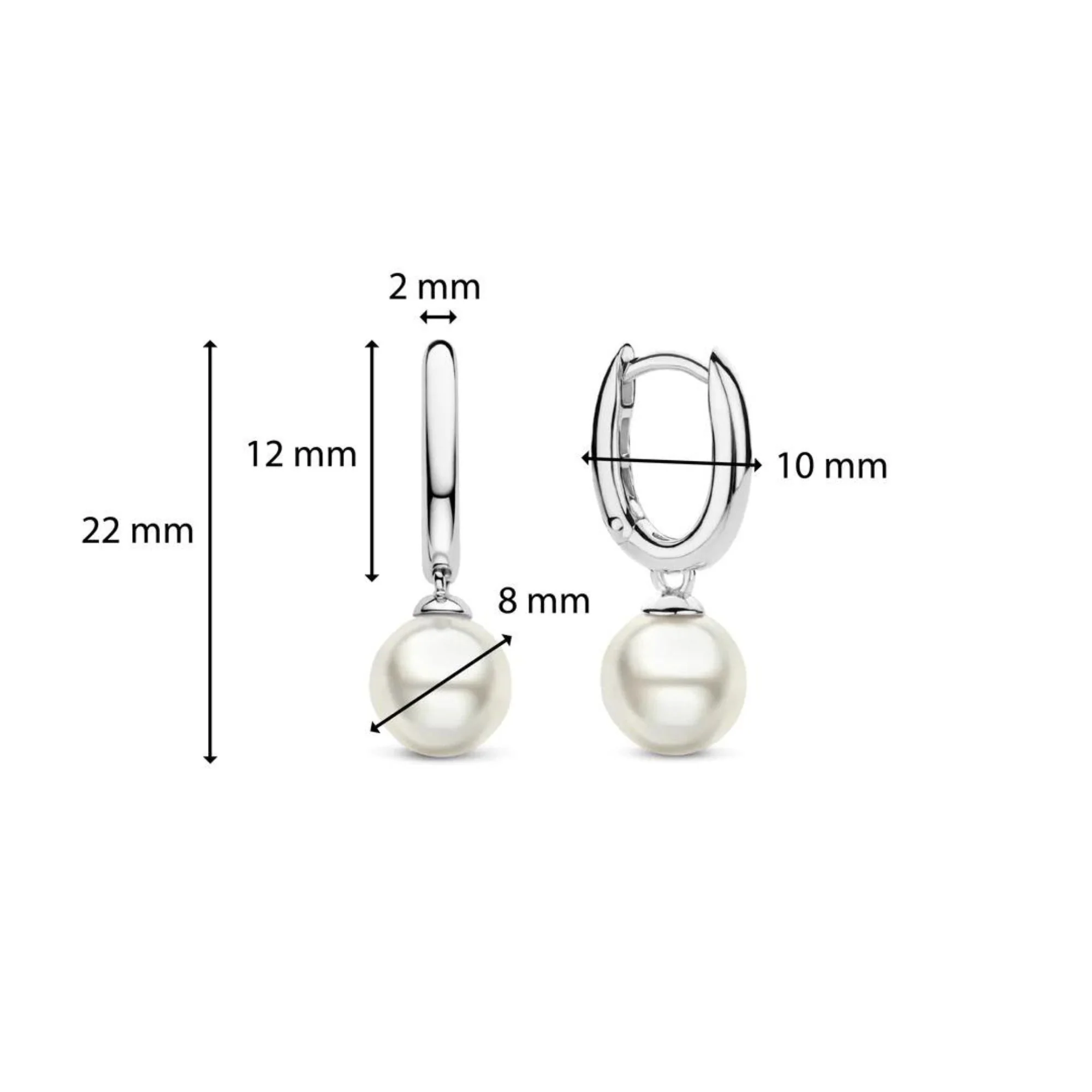 Ti Sento Classic Silver and Pearl Hoop Earrings - Image 4