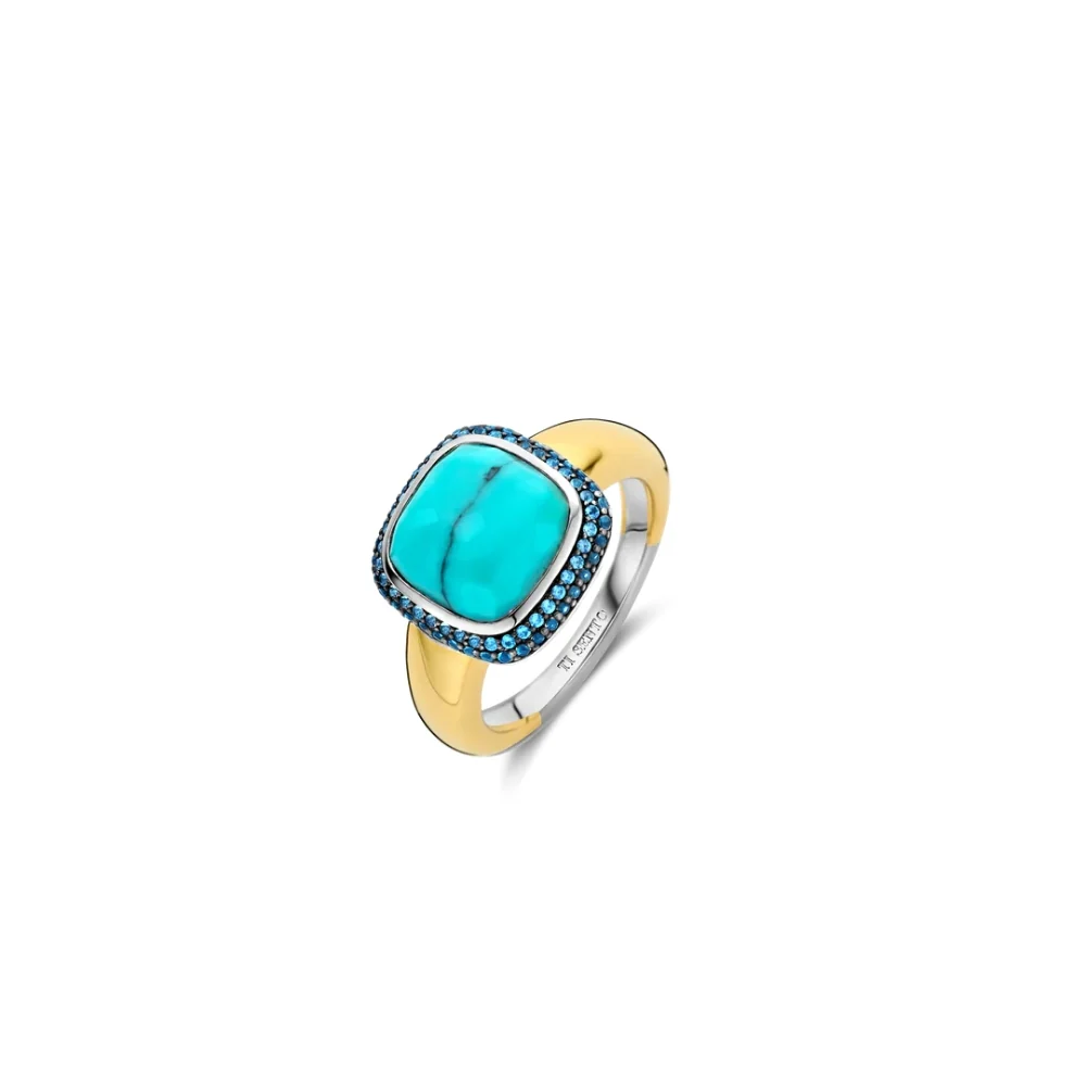 Ti Sento Cushion-Set Turquoise Ring