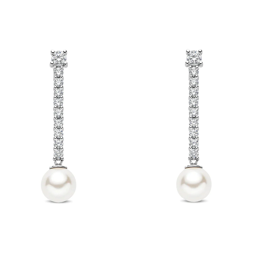 Ti Sento Drop CZ Pearl Earrings