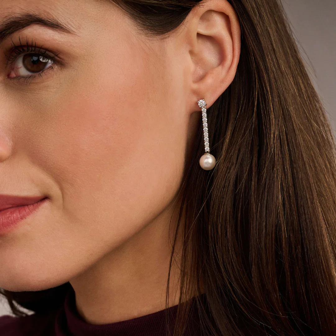 Ti Sento Drop CZ Pearl Earrings - Image 3
