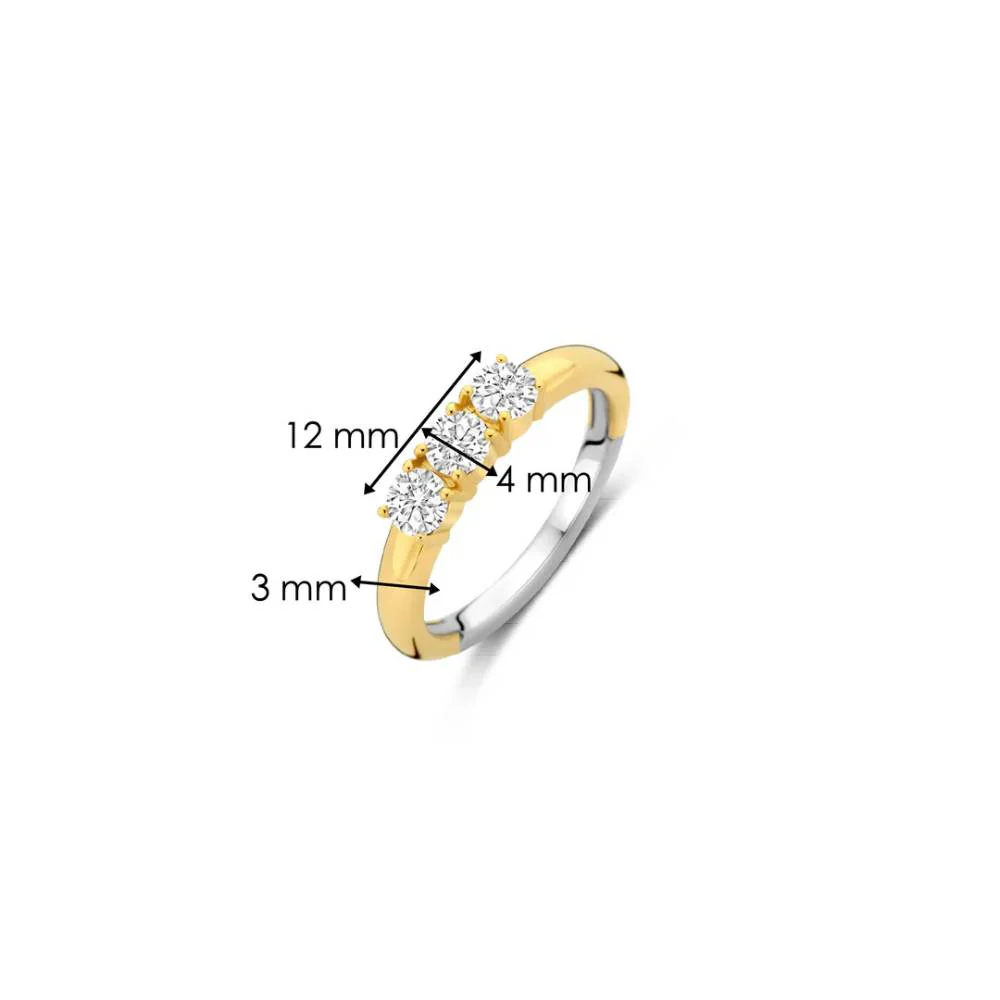Ti Sento Gold Plated 3 Zirconia Ring - Image 5