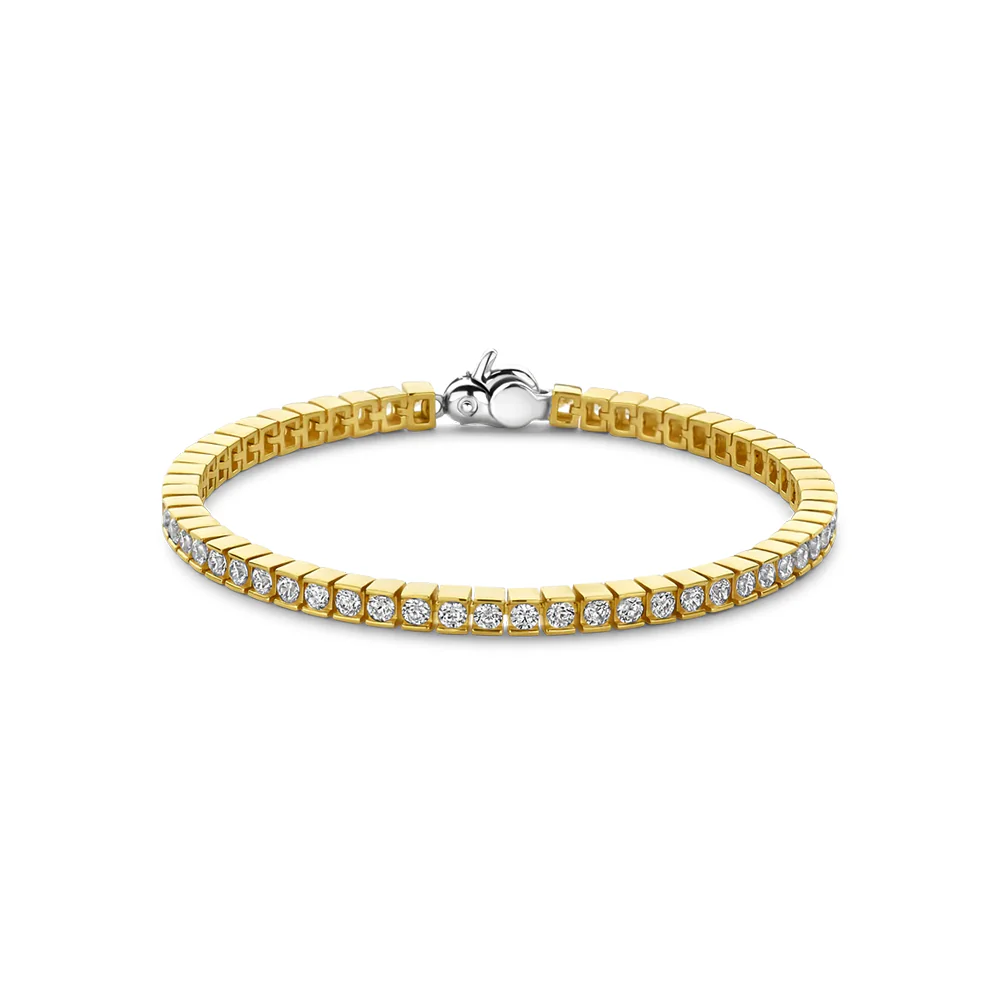 Ti Sento Gold Plated Channel Set Tennis Bracelet