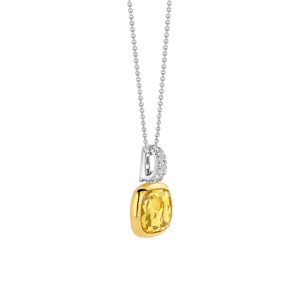 Ti Sento Gold Plated Cushion-Cut Yellow Pendant - Image 6