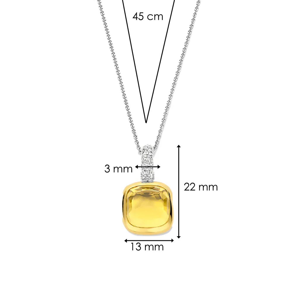 Ti Sento Gold Plated Cushion-Cut Yellow Pendant - Image 7