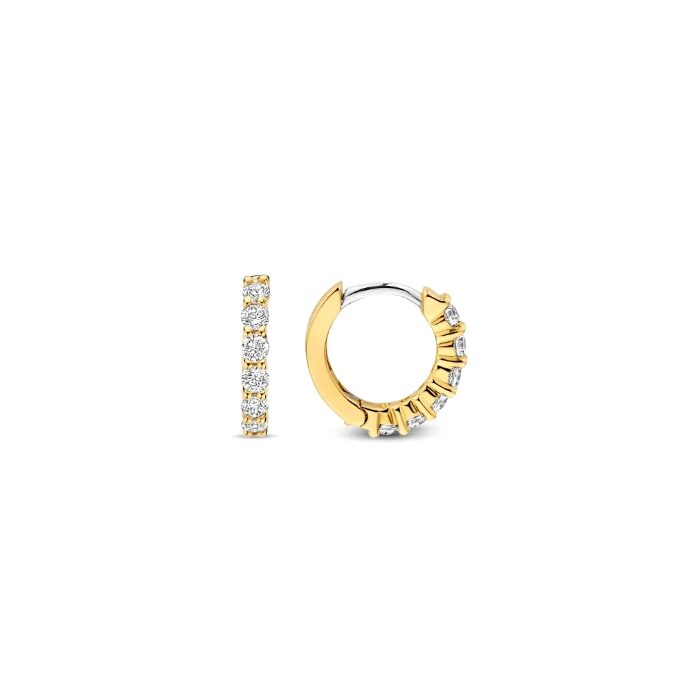 Ti Sento Gold Plated CZ Pave Huggie Earrings