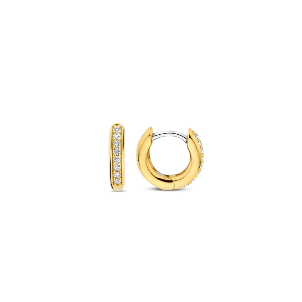 Ti Sento Gold Plated CZ Pave Mini Hoop Earrings