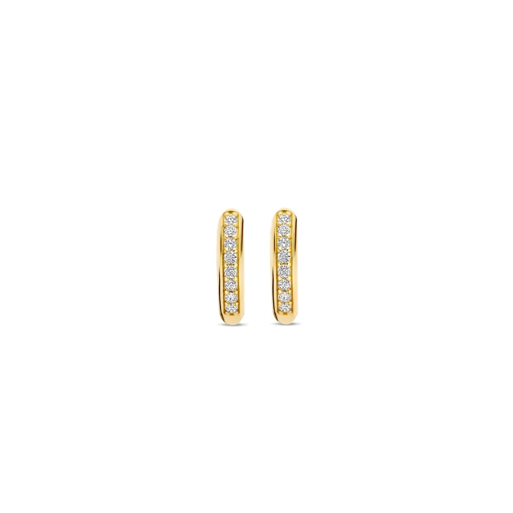 Ti Sento Gold Plated CZ Pave Mini Hoop Earrings - Image 3