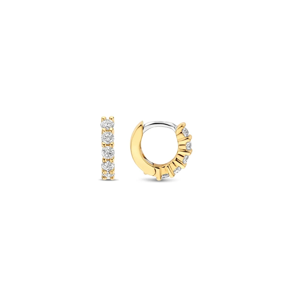 Ti Sento Gold Plated CZ Pave Mini Huggie Earrings
