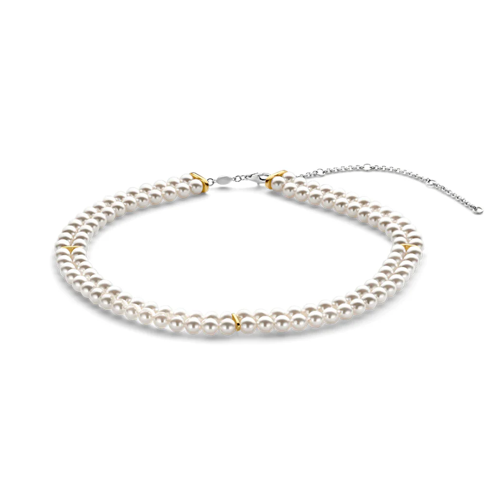Ti Sento Gold Plated Double Row Pearl Necklace - Image 4