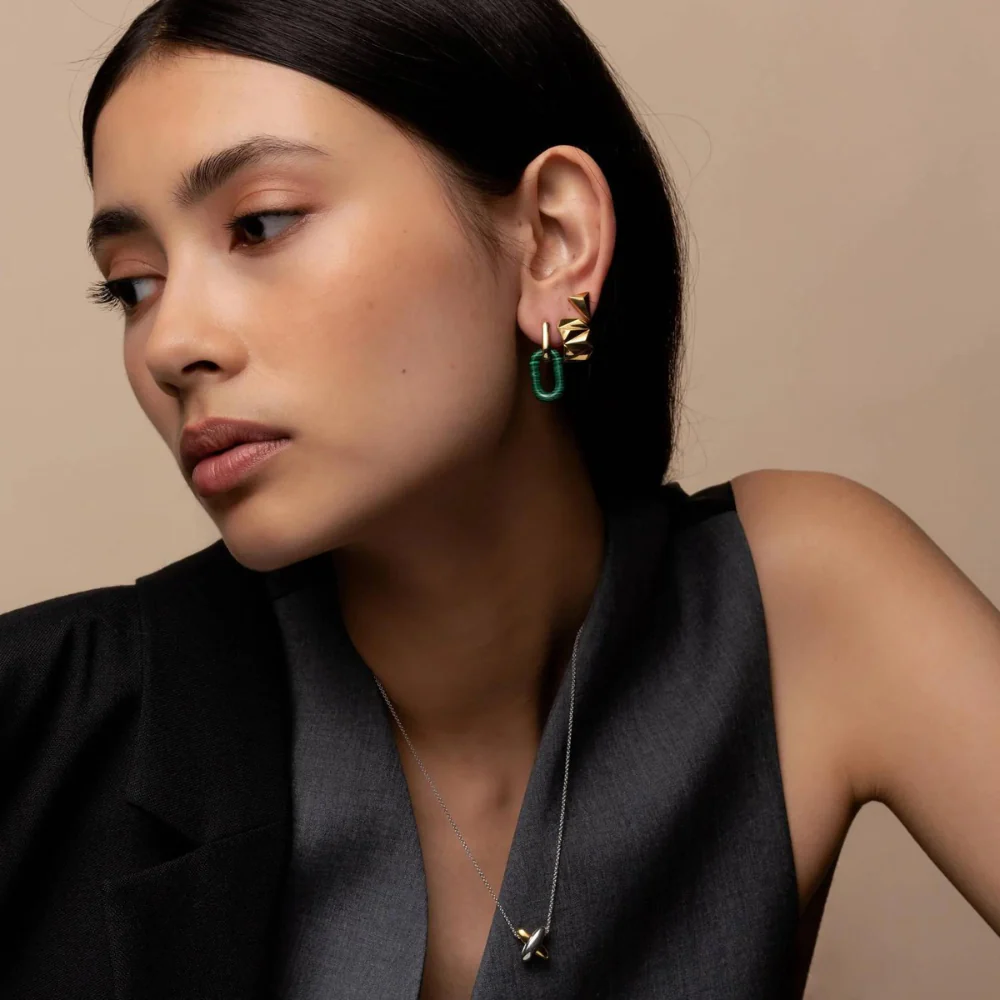 Ti Sento Gold Plated Geometric Hoop Earrings - Image 2