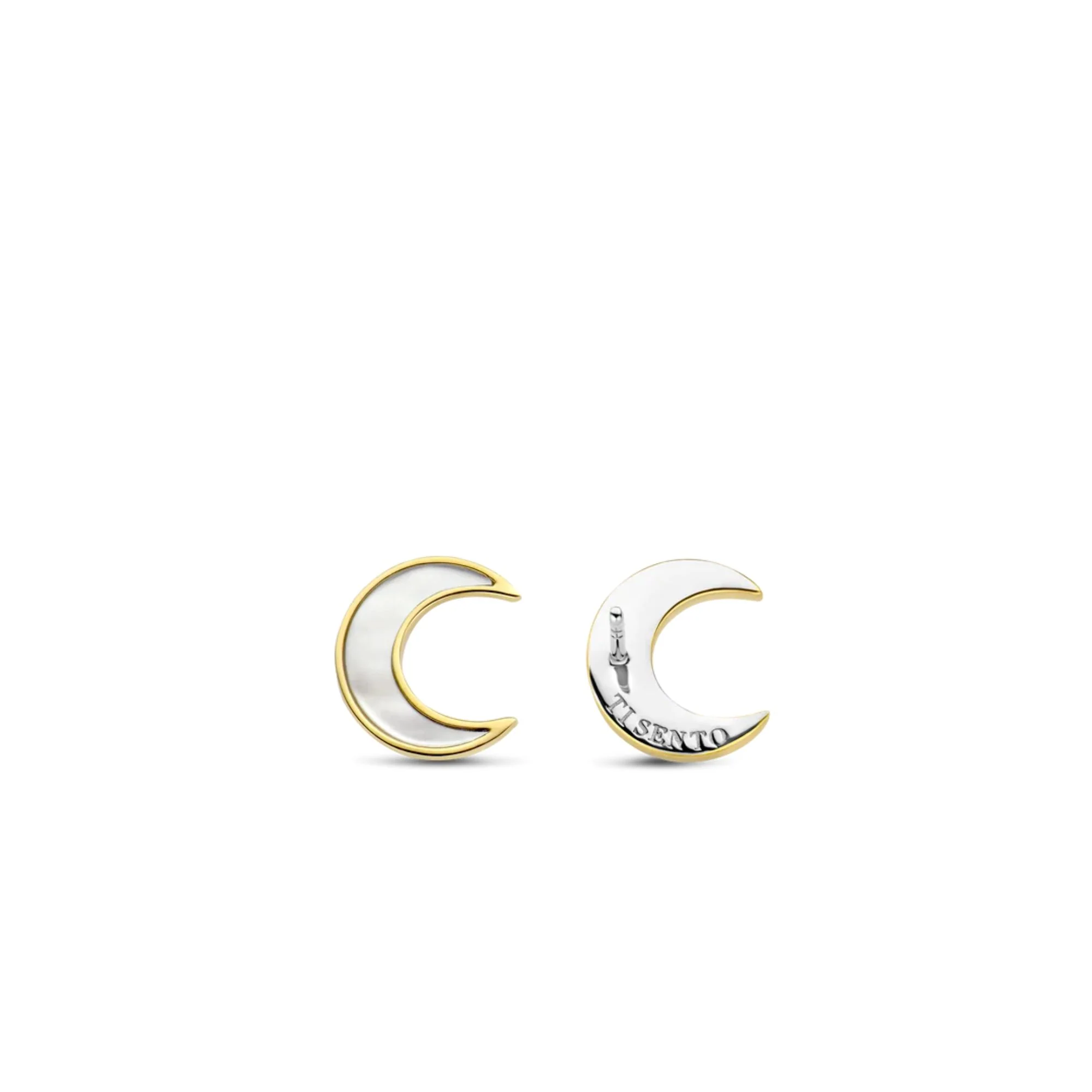 Ti Sento Gold Plated & Mother of Pearl Moon Stud Earrings - Image 3