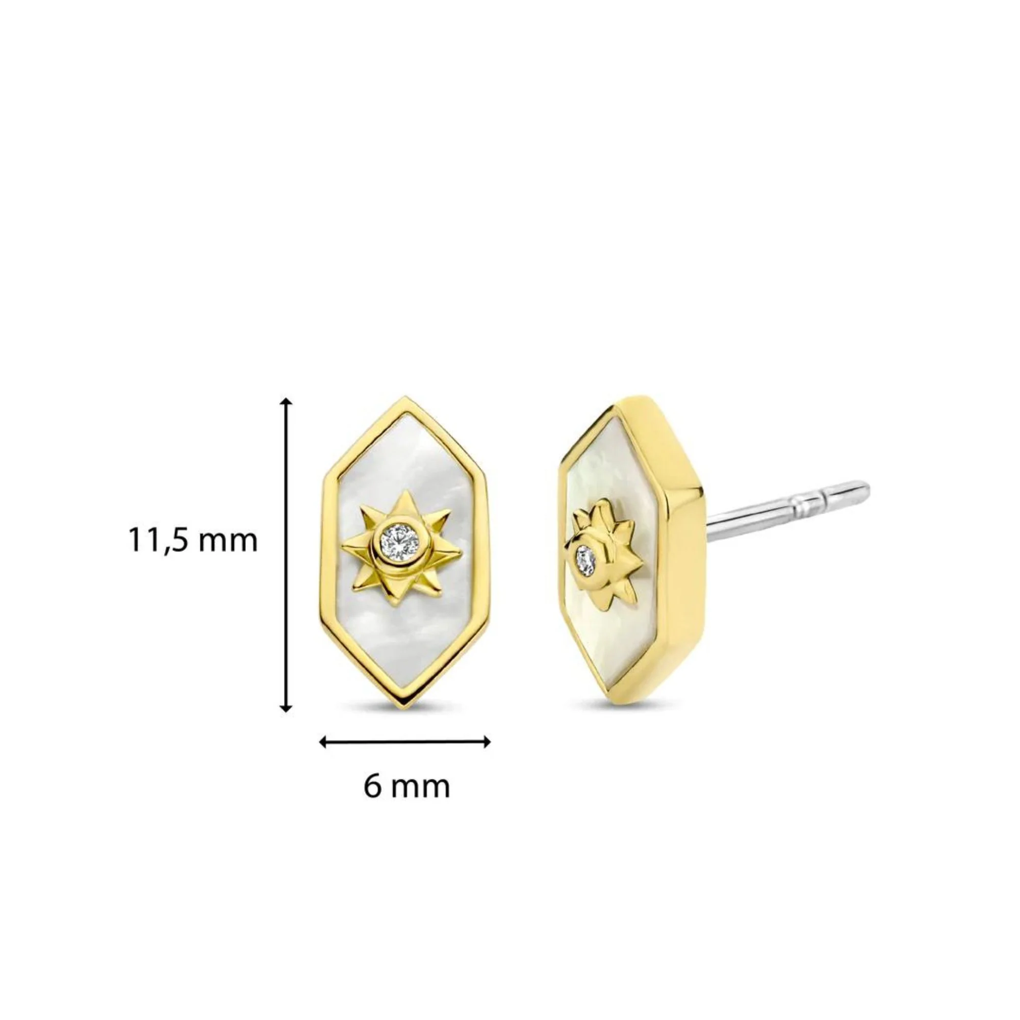 Ti Sento Gold Plated Mother of Pearl & Zirconia Star Stud Earrings - Image 5