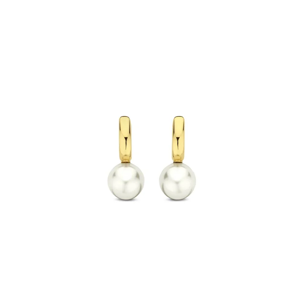Ti Sento Gold Plated Pearl Hoop Earrings