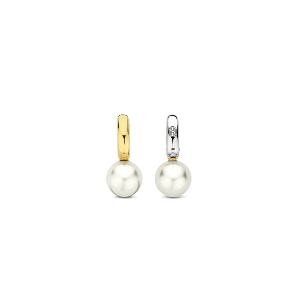 Ti Sento Gold Plated Pearl Hoop Earrings - Image 3
