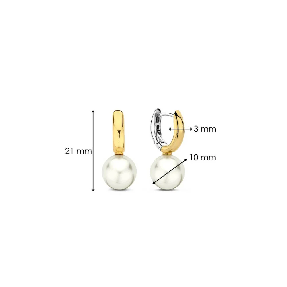 Ti Sento Gold Plated Pearl Hoop Earrings - Image 4