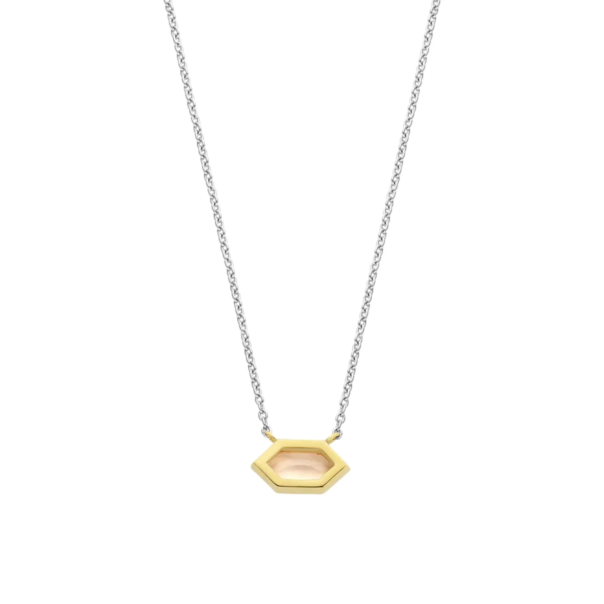 Ti Sento Gold Plated Pink Stone with Geometric Shape Pendant - Image 3
